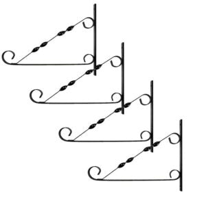 Set of 4 14″Heavy Duty Black Steel Wall Mount Garden Brackets