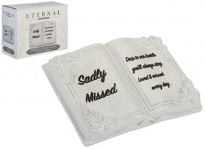 Sadly Missed Memorial Book Grave Stone Effect Plaque