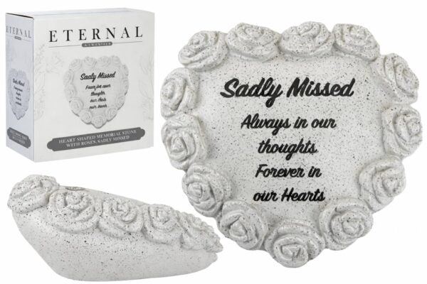 Sadly Missed Heart Memorial Grave Stone Ornament
