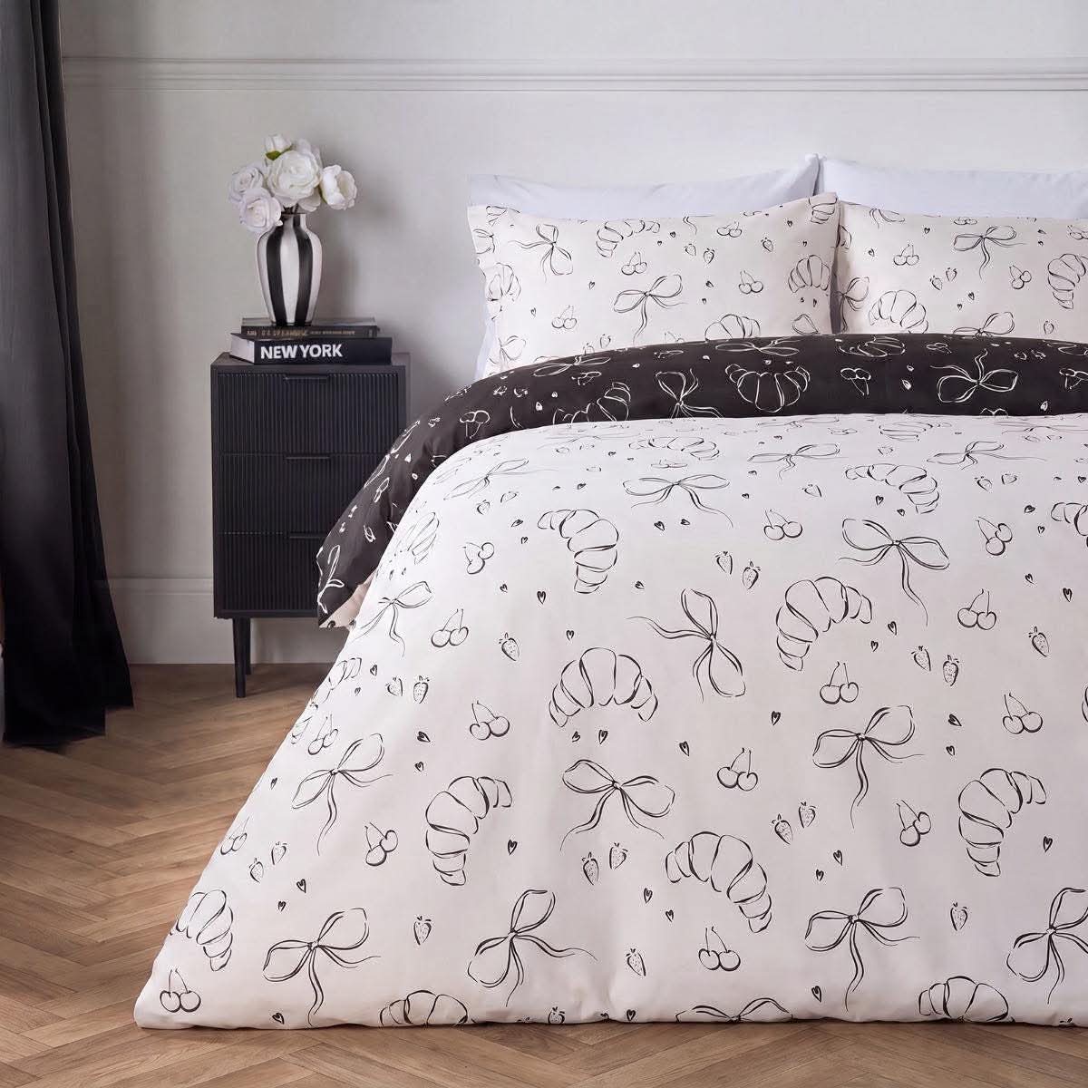 Croissant & Bow Print Duvet Cover Set Pre-Order Dispatched 5th October
