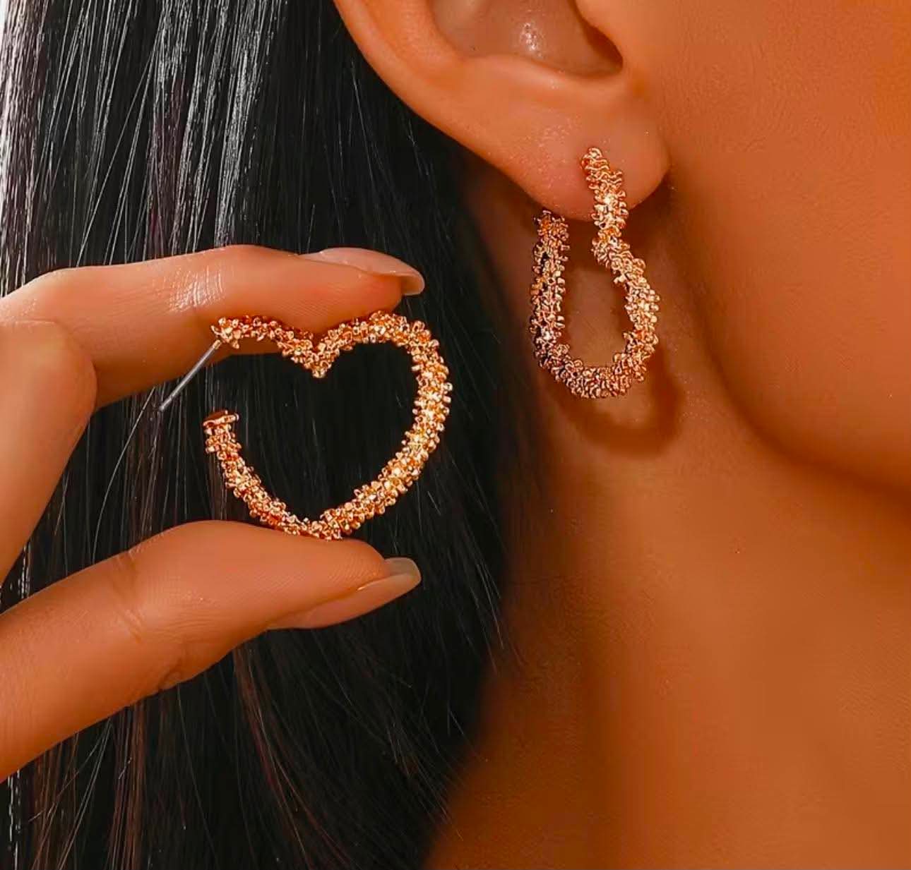 A Pair of Simple Shattered Heart Earrings