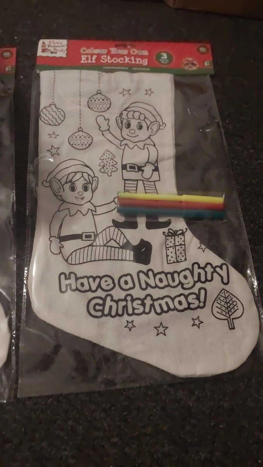 COLOUR YOUR OWN ELF STOCKING WITH PENS