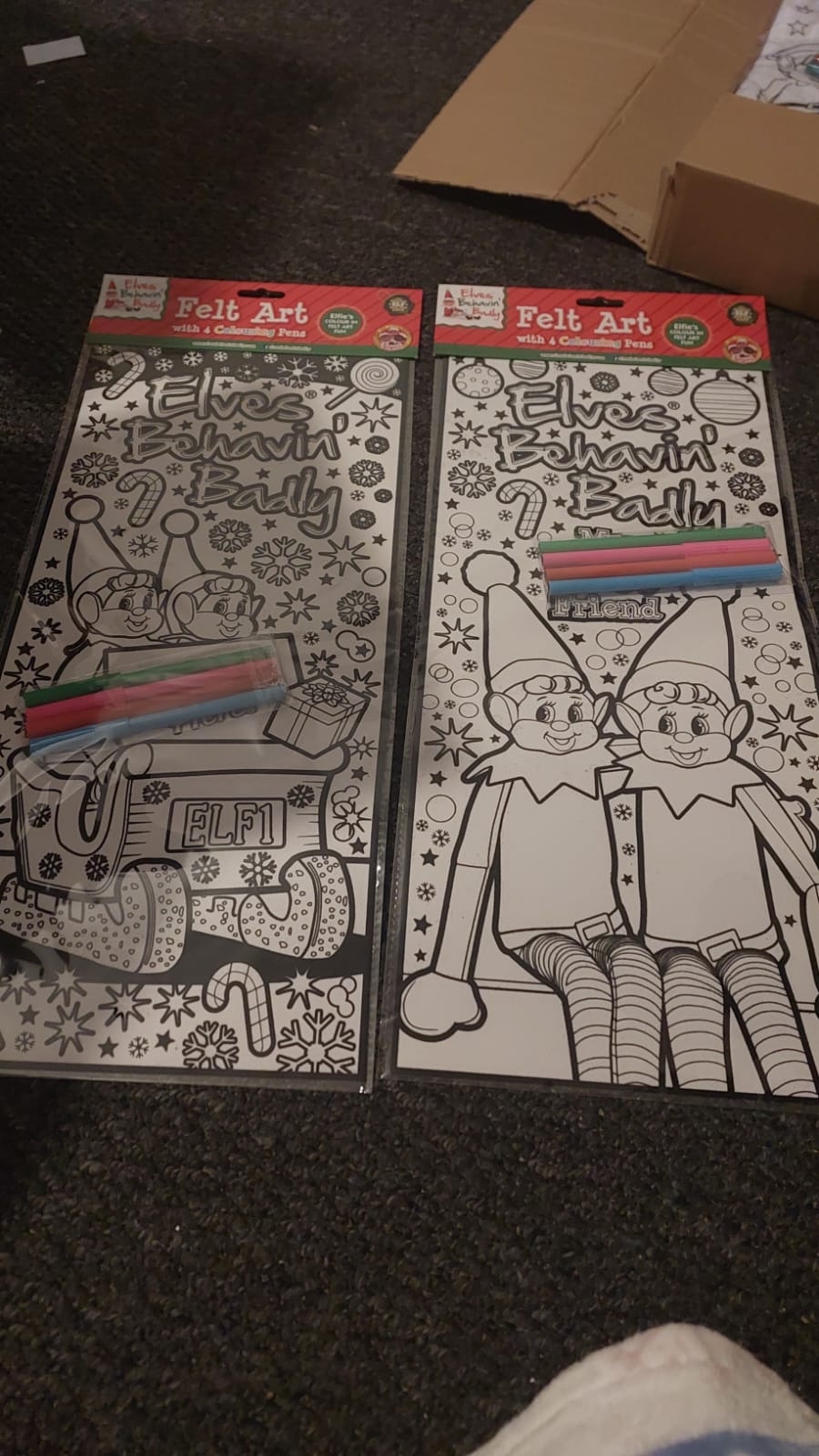 ASSORTED ELF DESIGN FELT ART WITH 4 PEN