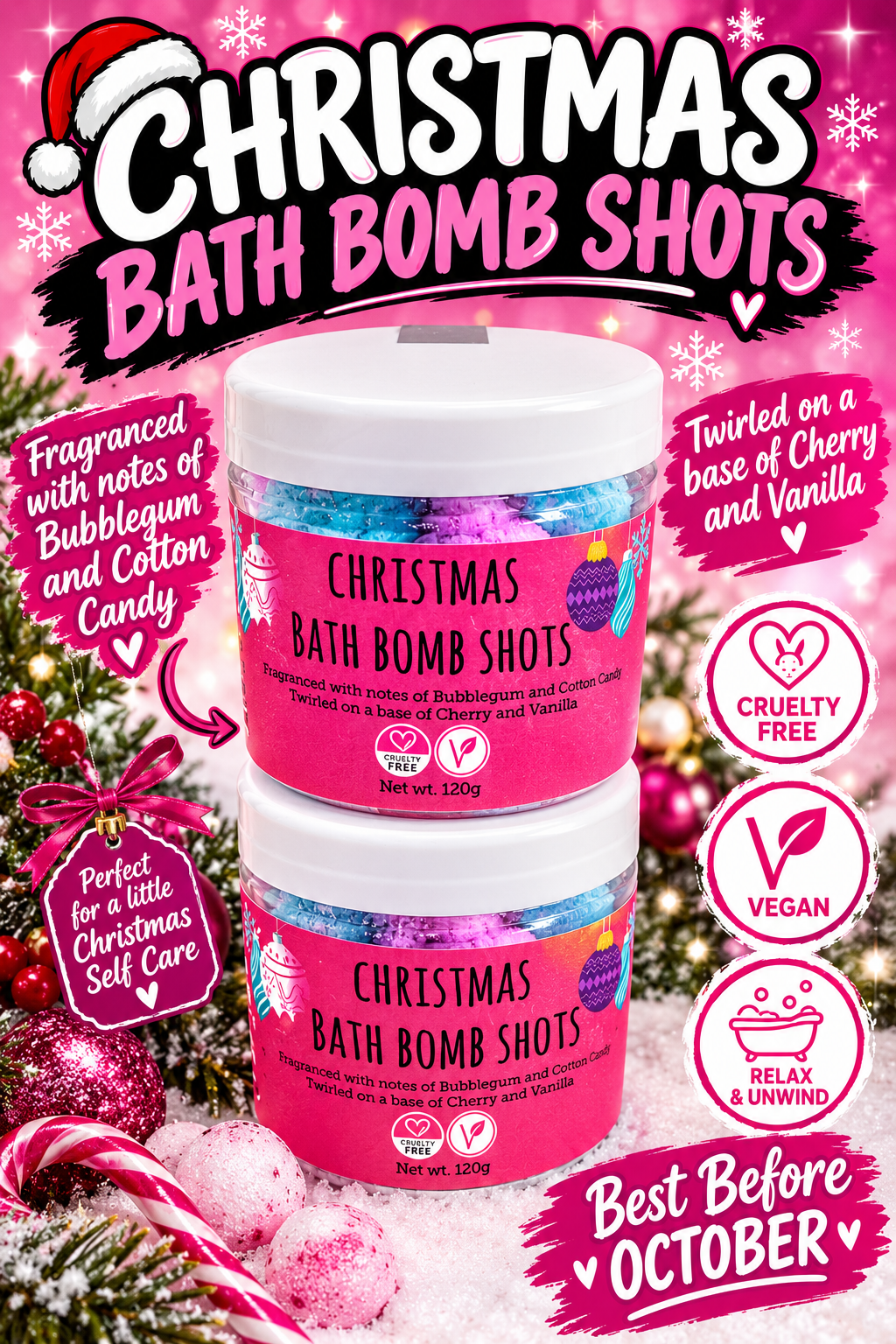 Christmas bath bombs shots