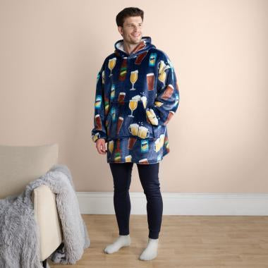Beer Print Hoodie Blanket