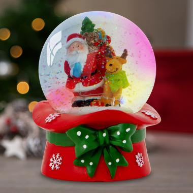 Santa & Rudolph Light Up Musical Snow Globe