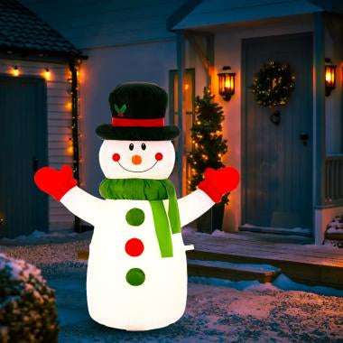 Indoor/Outdoor Self-Inflating Snowman Light-Up Porch Decoration