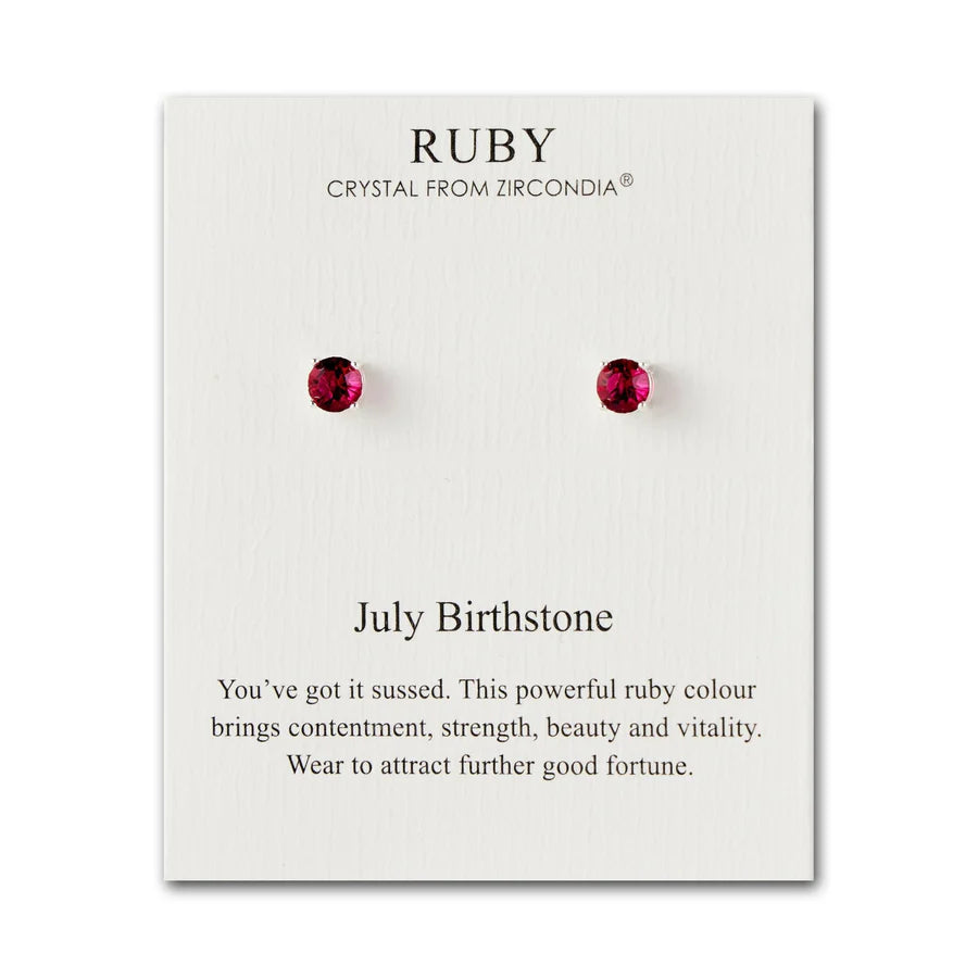 July (Ruby) Birthstone Earrings