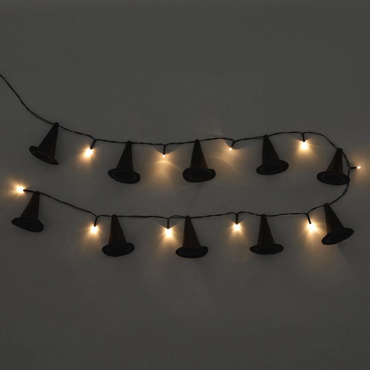 10 Pack Witch's Hat String Lights - Black