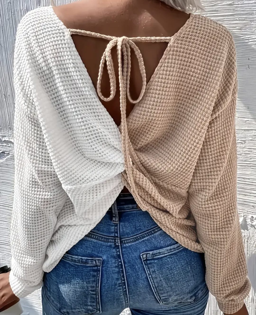 Plus Size Color Block Backless Women's Top