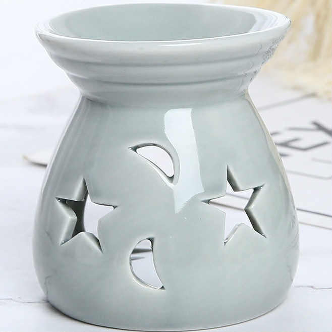 Moon & Star Ceramic Tealight Burner for Essential Oil n Wax Melt – Grey