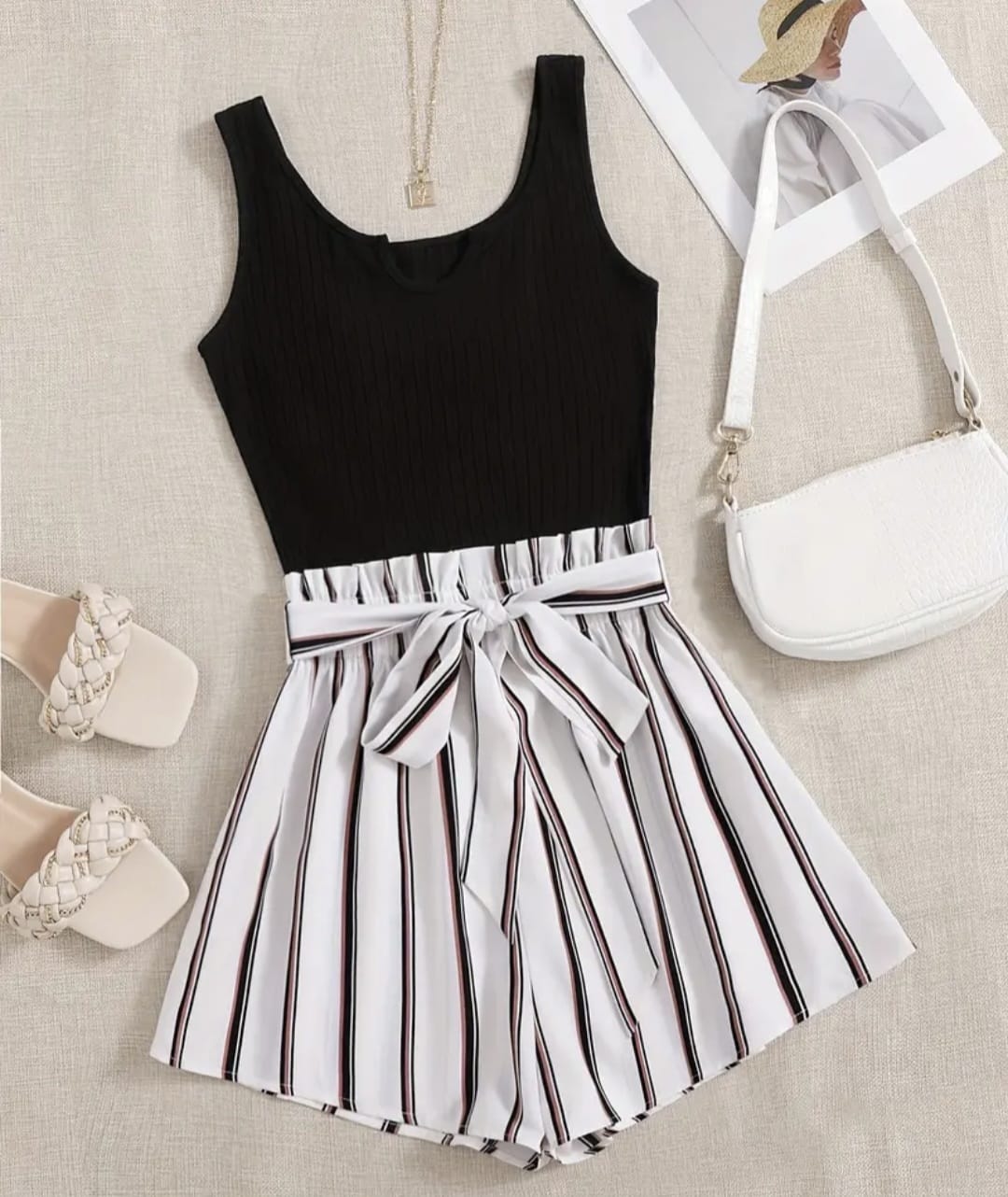 Womens Chic Striped Romper Jumpsuit