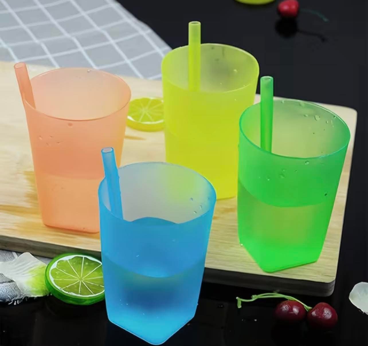 4pcs Integrated Straw Cup for Summer