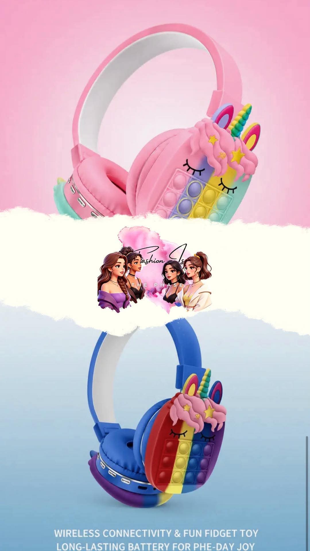 Wireless Unicorn Headphones with Pop Bubble Design