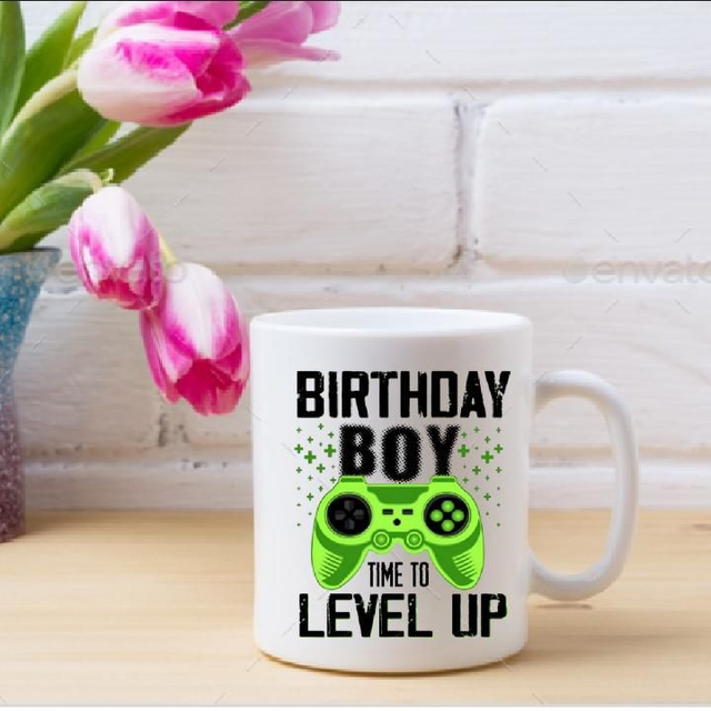 Birthday boy level up mug