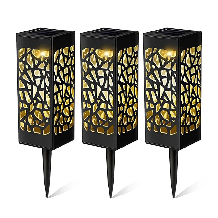 Solar Garden Pathway Stake Lights, Set of 3 – Warm White LED