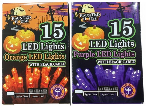 Halloween 15 LED String Lights Indoor Lights with Black Cable