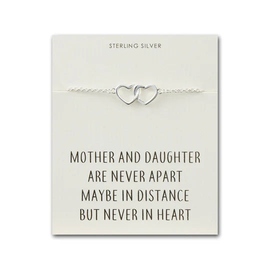 Sterling Silver Mother and Daughter Quote Heart Link Bracelet