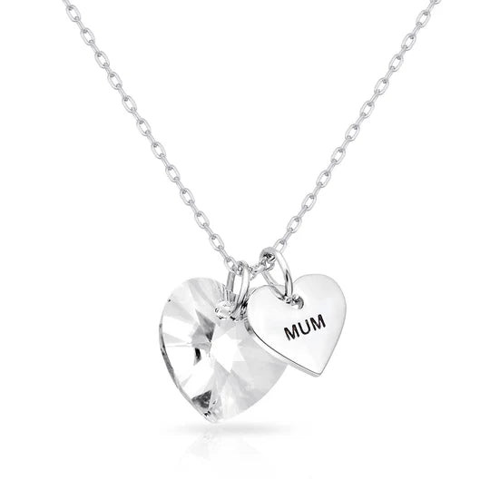 Mum Heart Crystal Necklace Created with Zircondia® Crystals