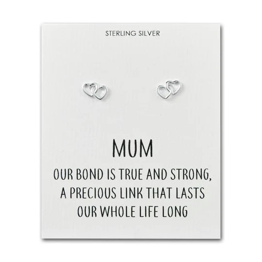 Sterling Silver Mum Quote Heart Link Earrings