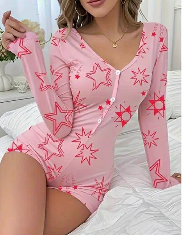 Women'S Long-Sleeve Pajamas with Star Print