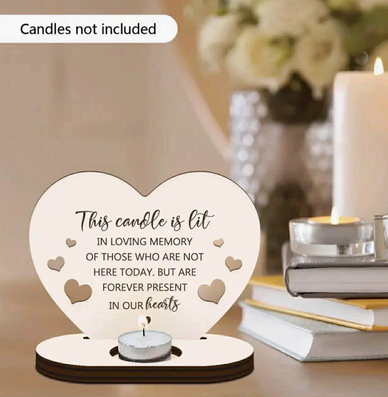 In Loving Memory Heart Shaped Candle Holder