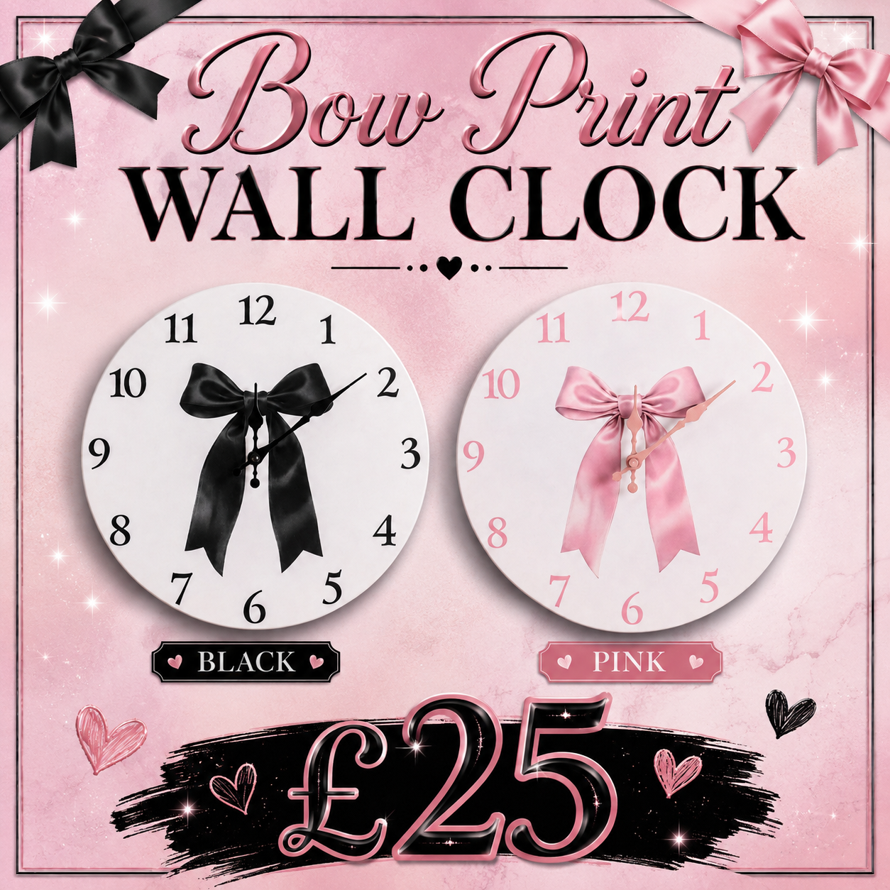 Bow Print Wall Clock