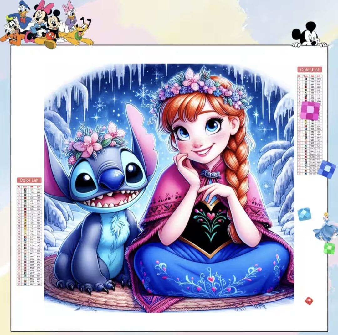 Frozen and stitch diamond art