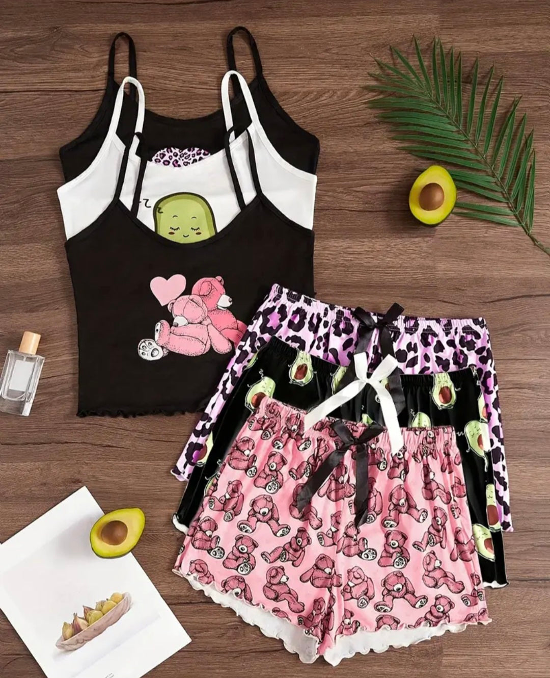 3 Sets Of Women's Shorts & Tee Pyjamas