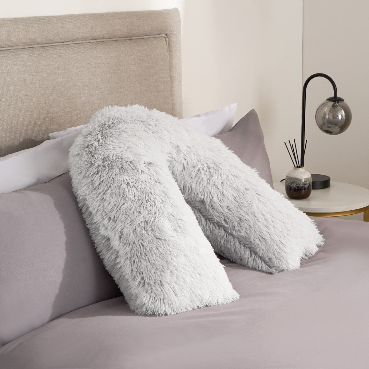 Long Hair V Shape Pillow - Grey