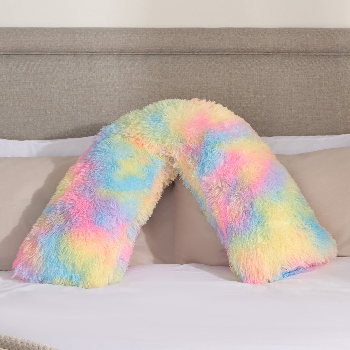 Long Hair V Shape Pillow - Rainbow Tie Dye