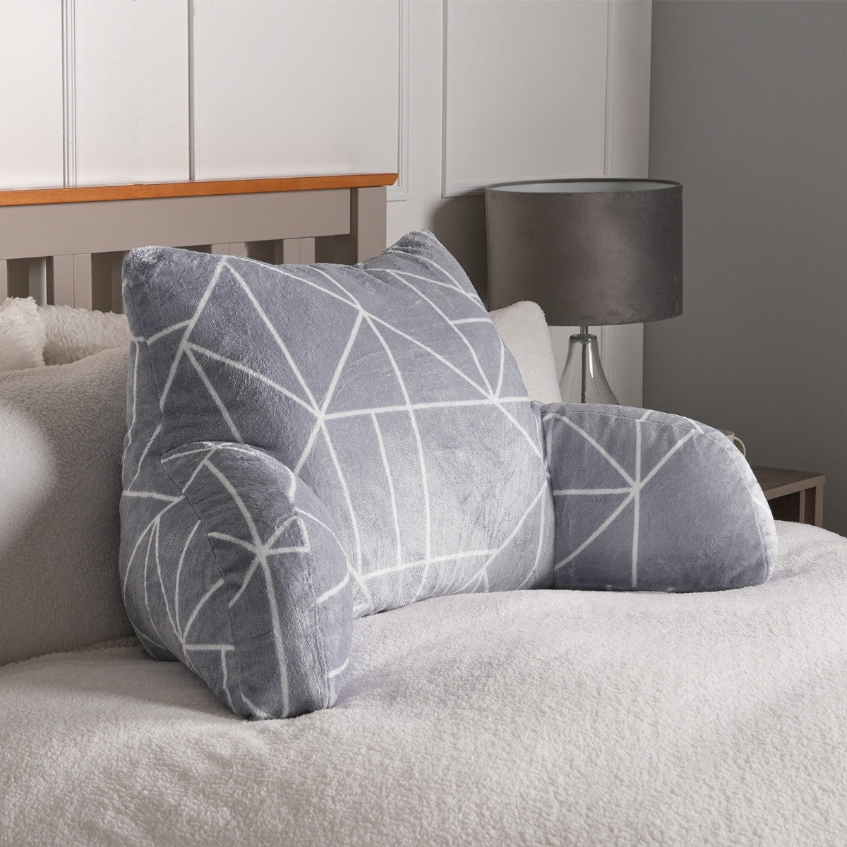 Geometric Cuddle Cushion - Grey