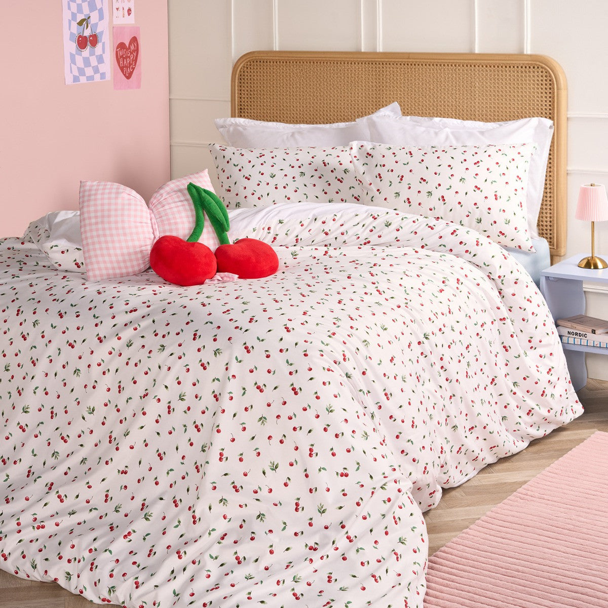 Ditsy Cherry Duvet Set - White/Red