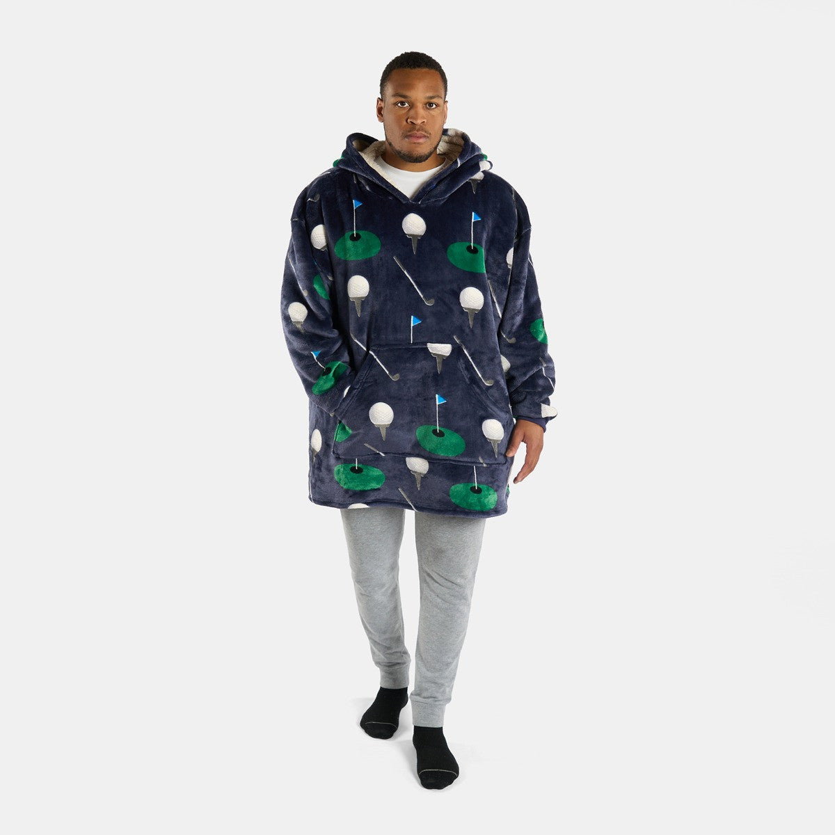 Golf Print Hoodie Blanket - Navy