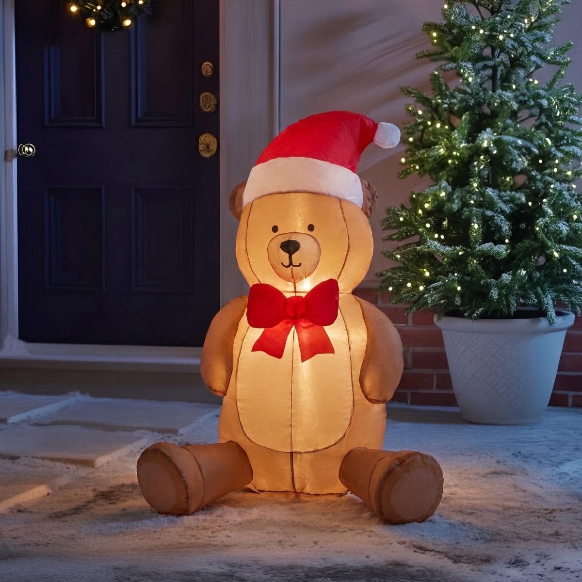 Indoor/outdoor inflatable christmas bear decoration - brown