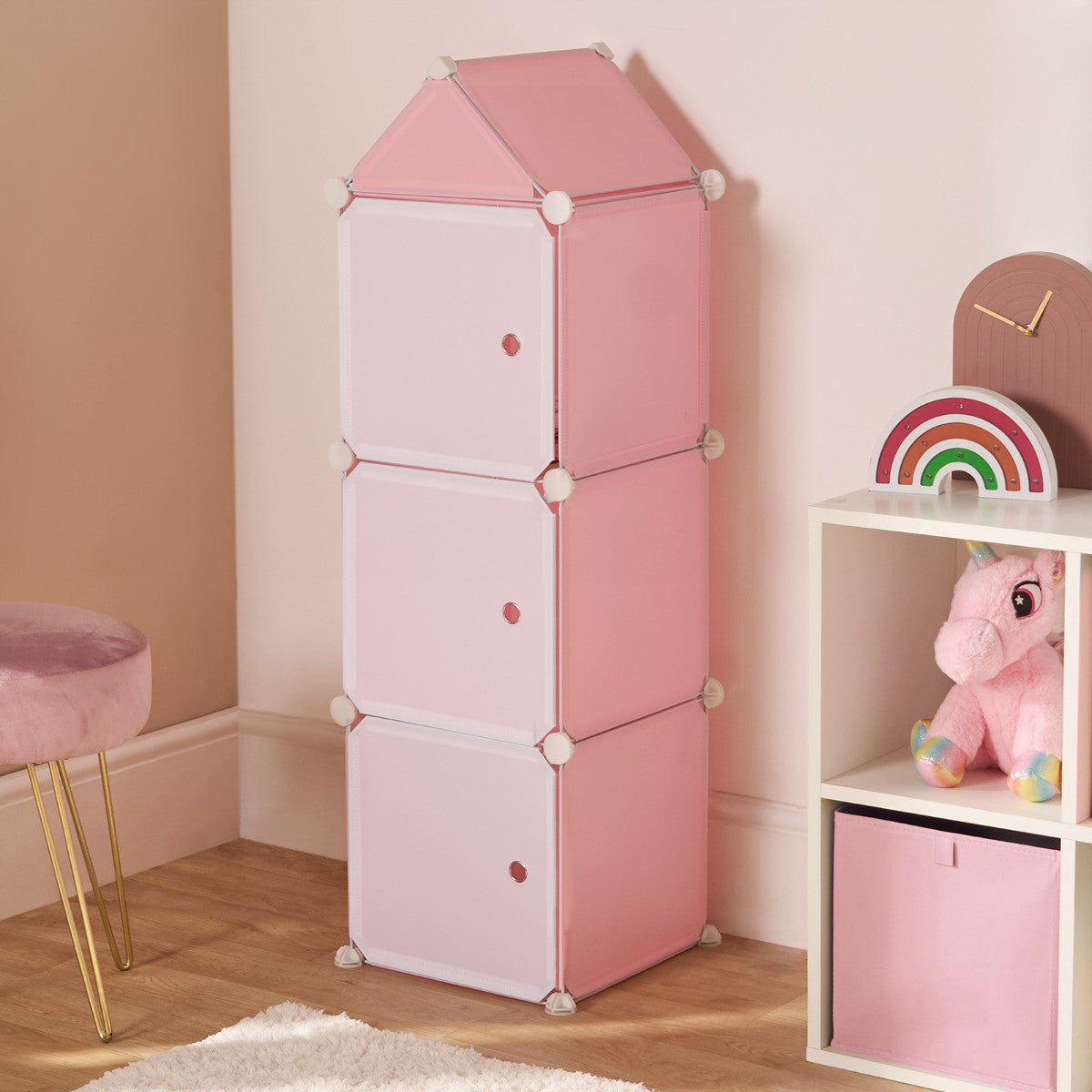 Kids 3 Cube Castle Storage Tower - Pink