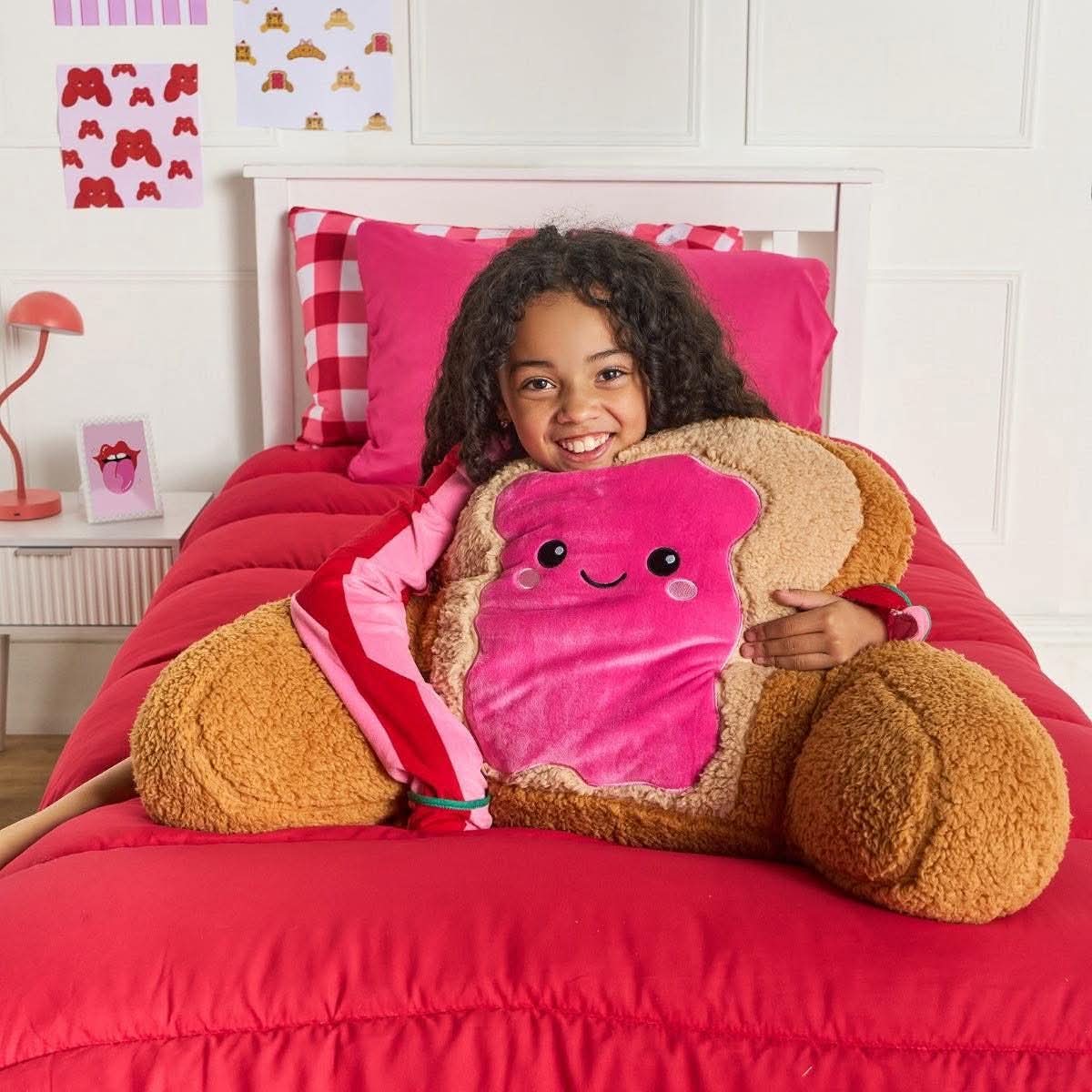 Rosie The Jam Toast cuddle cushion - hot pink/natural