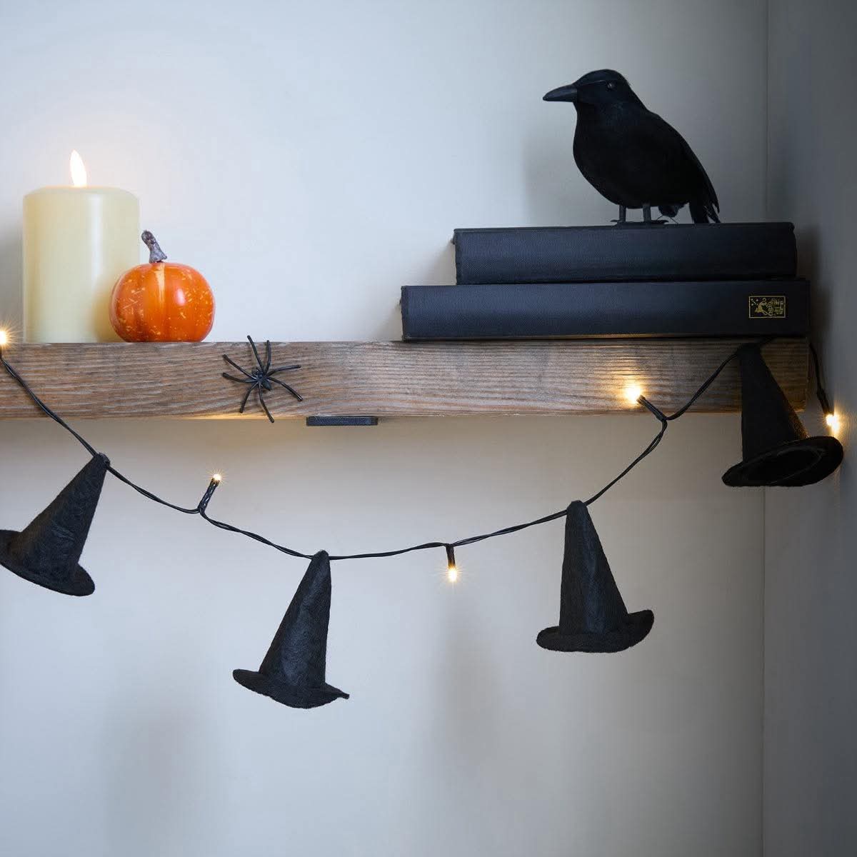 10 pack witches hat string lights- black
