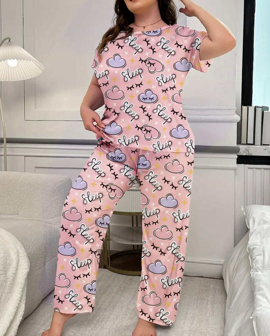 Women's Plus-Size Cartoon Cute Pajama Set
