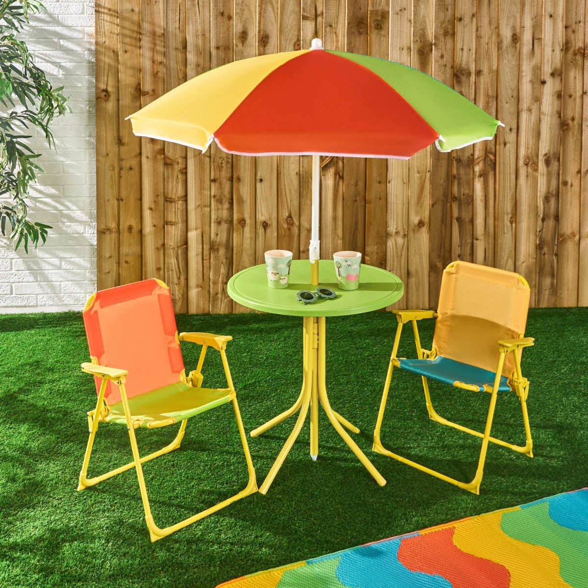 Kids Colour Block Bistro Set with Parasol