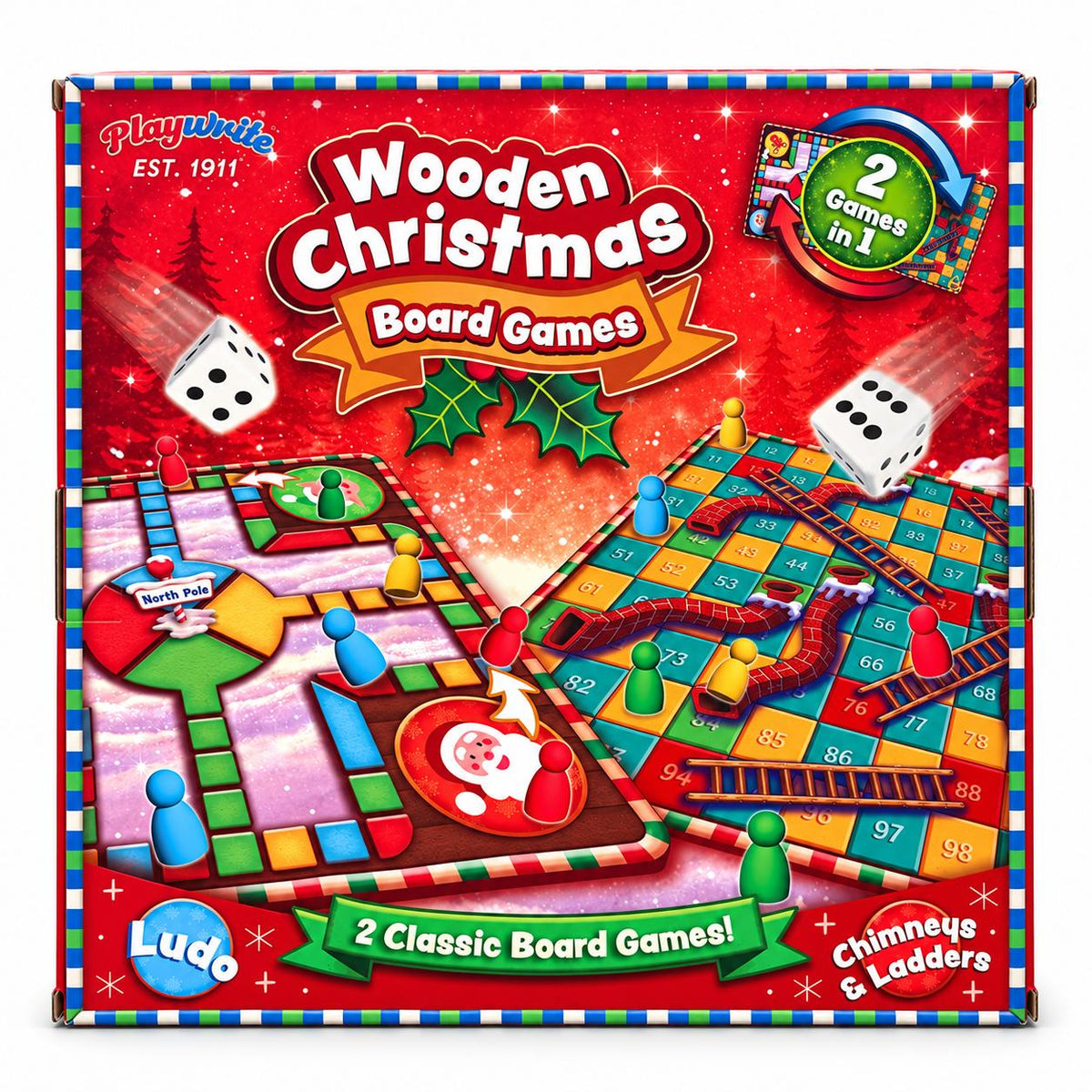 Wooden christmas board games set