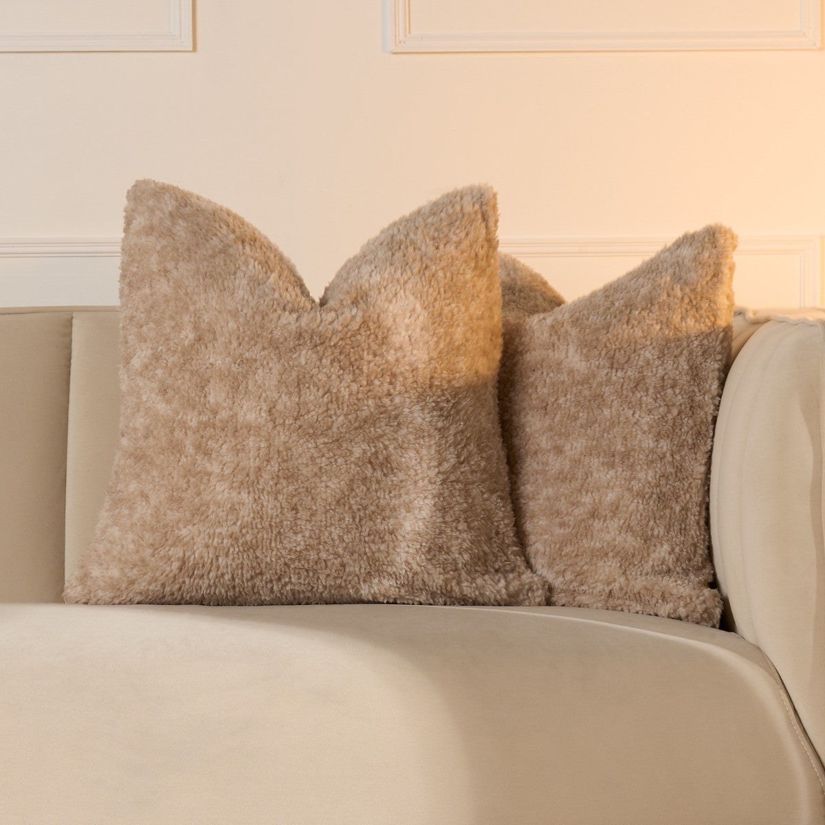 2 Pack Teddy Marl Texture Cushion Covers - Natural