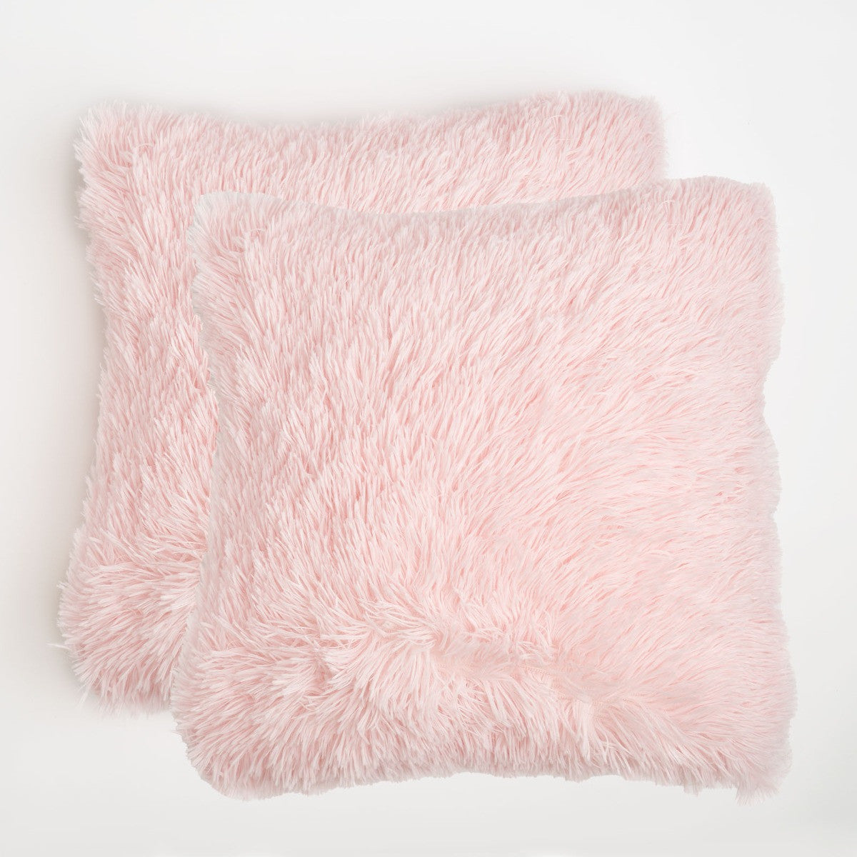 2 Pack Fluffy Fleece Cushion Covers - Blush Pink