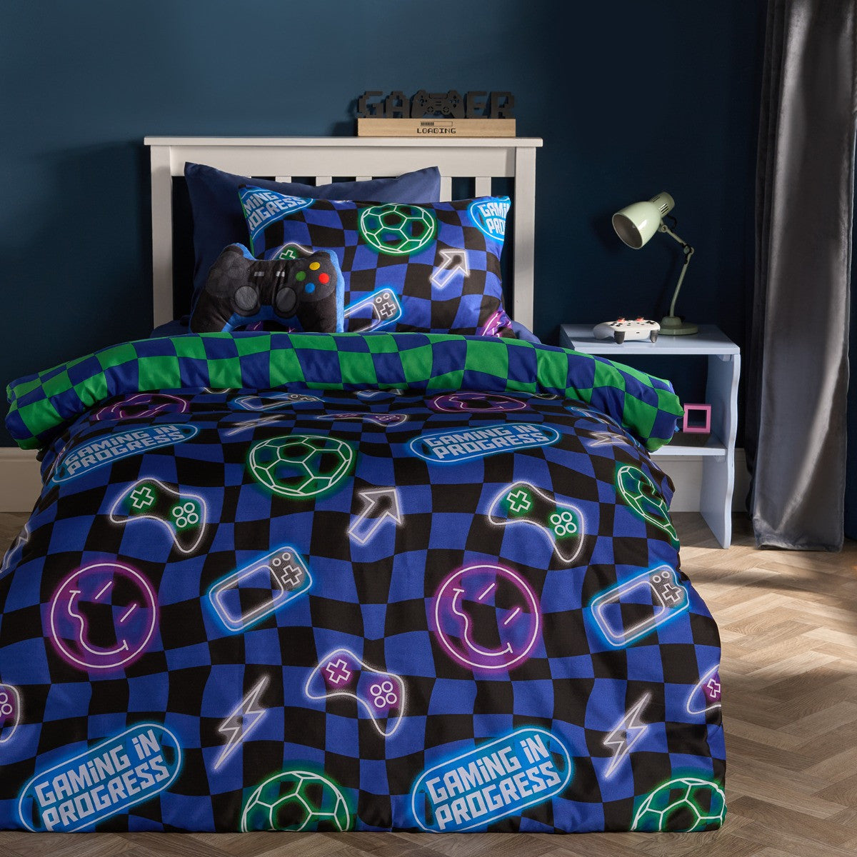 Neon Checkerboard Duvet Cover Set
