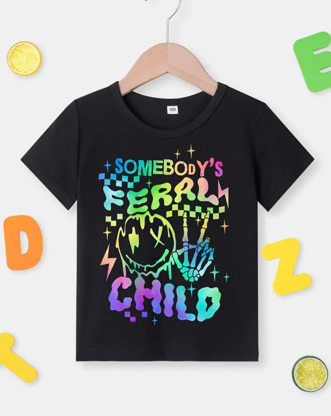 Boys "Somebody's Feral Child" Letter Print Top