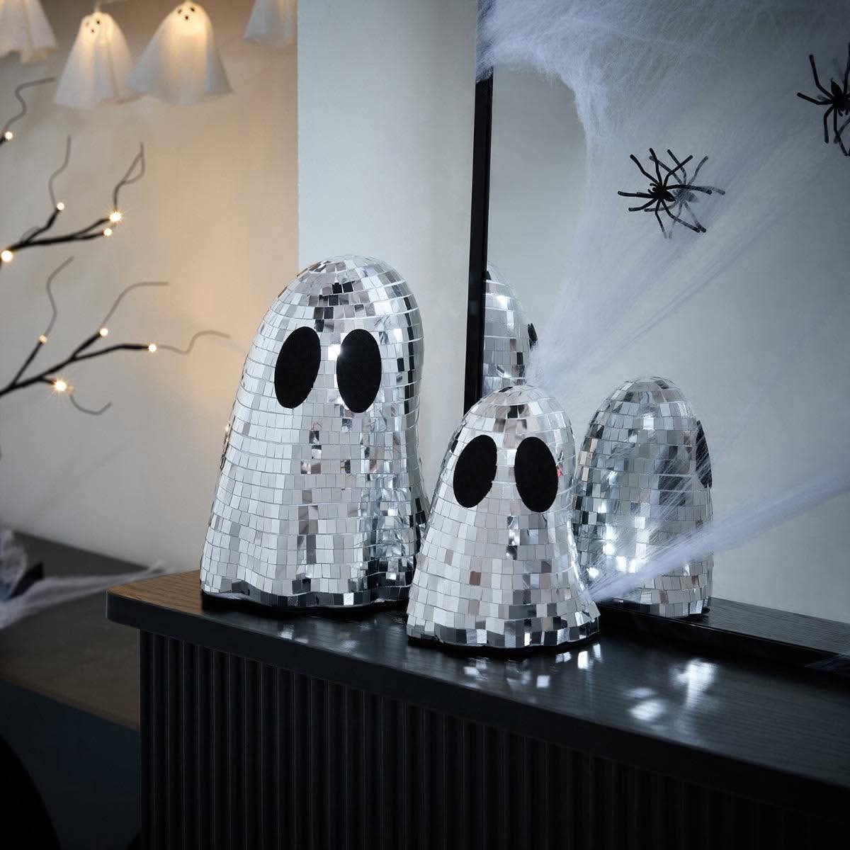 2 pack ghost disco balls - silver