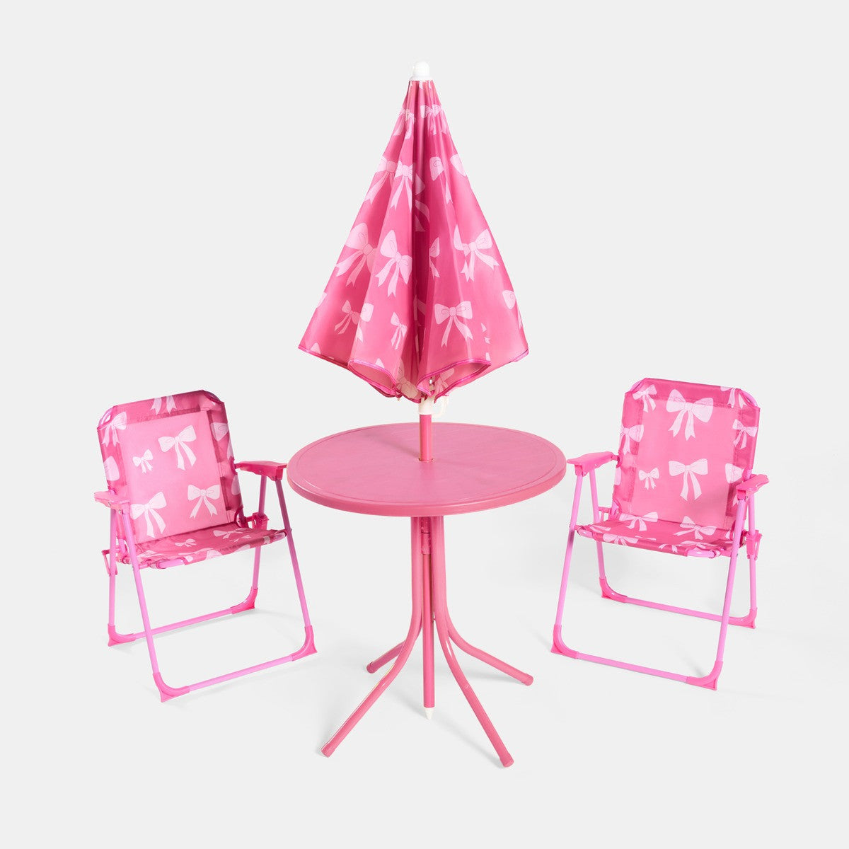 Kids Bow Print Bistro Set with Parasol