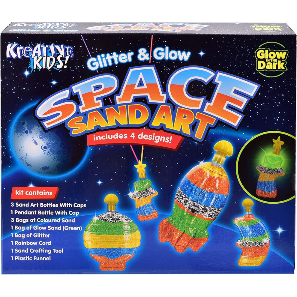 Glitter and glow in the dark space sand art kit