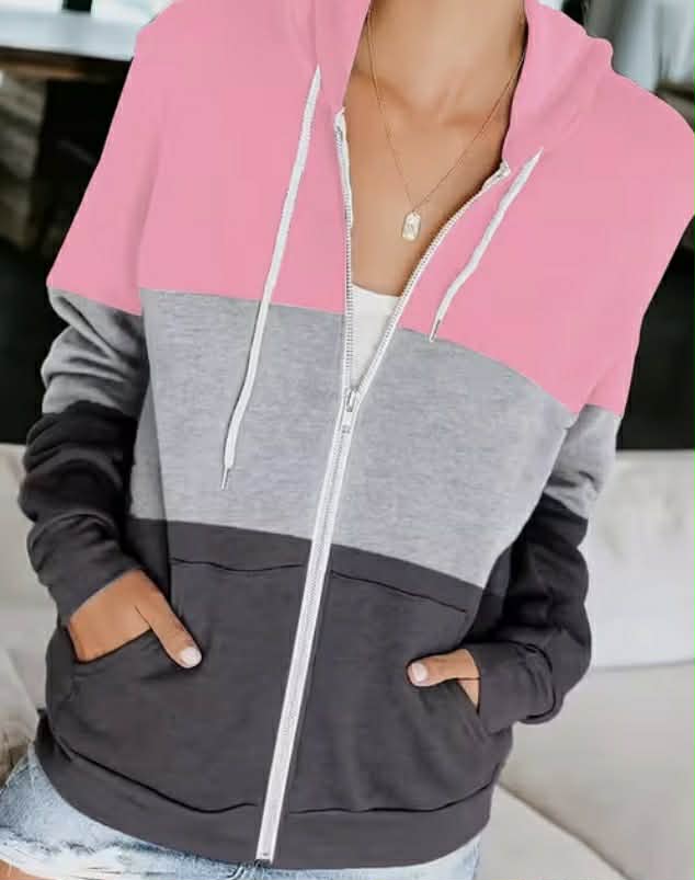 Ladies 3 Colour Block Hoodie