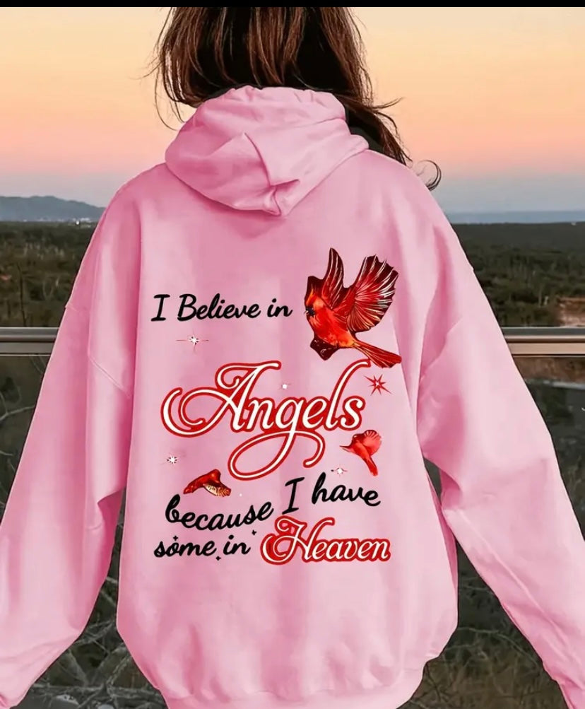 I believe in angels ladies hoodie